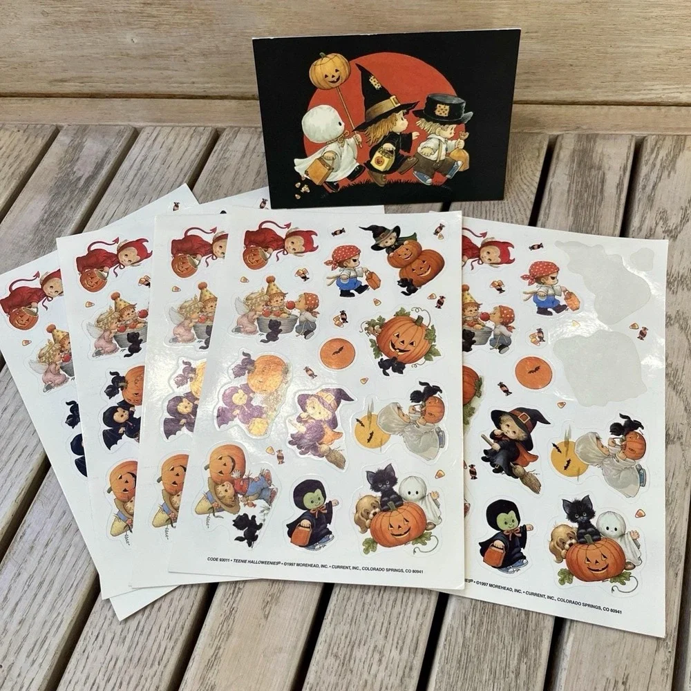 Vintage Stickers Halloween Morehead Teenie Halloweenies  1997 Current Plus Card